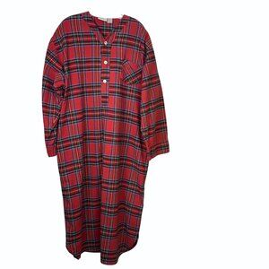 Mens Red Plaid Portuguese Flannel Nightshirt Size Large Vermont Country Store